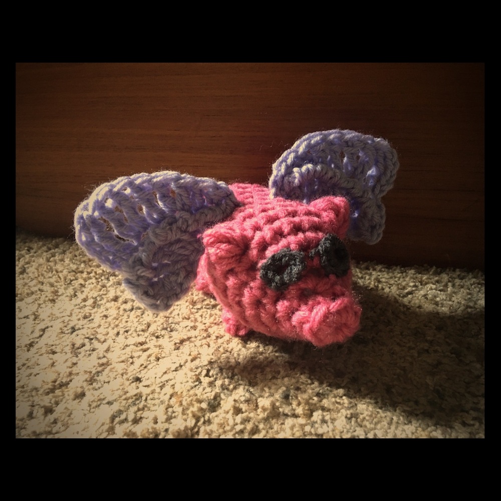 🐽Handmade Crochet Flying Pig with Goggles🐽